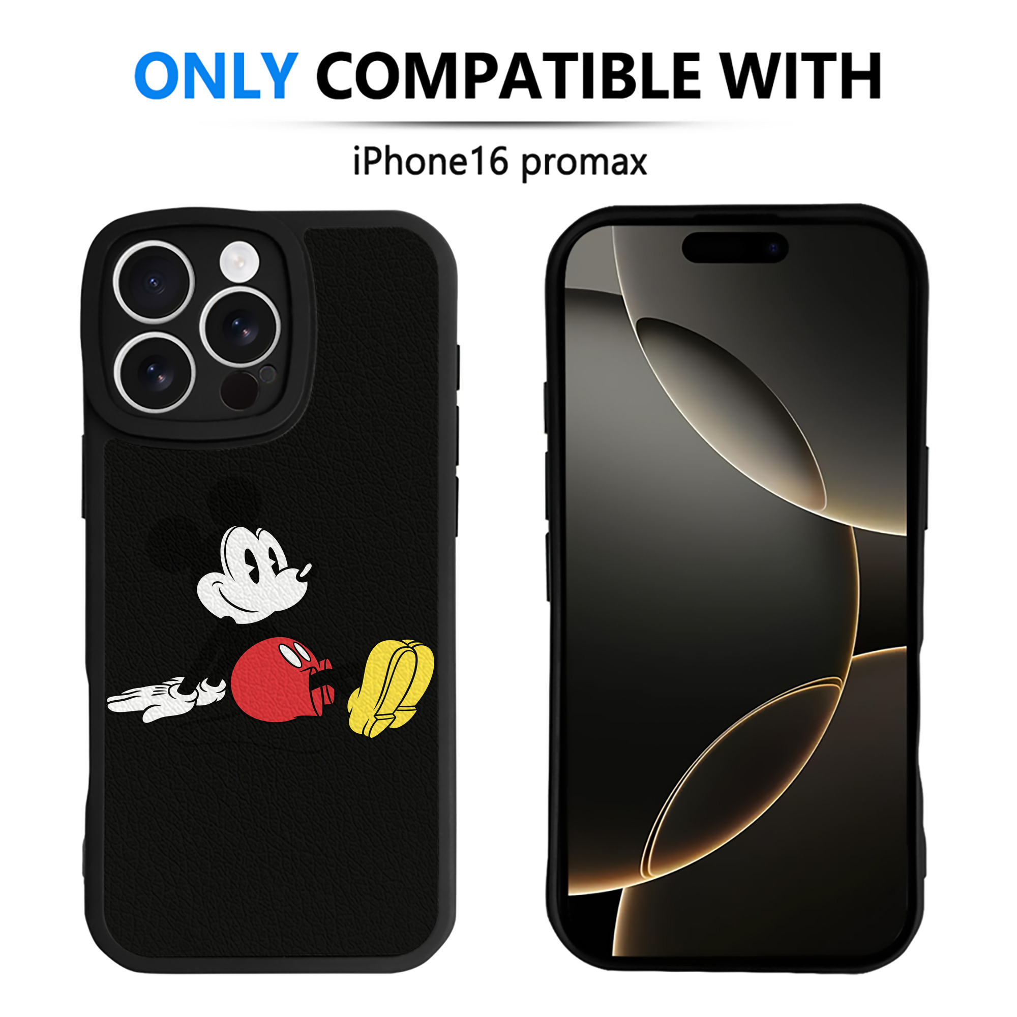 （画像用） ミッキーマウス Mickey Mouse 【iPhone 16シリーズ対応】シリコンスマホケース（レザー調） 材質：シリコン